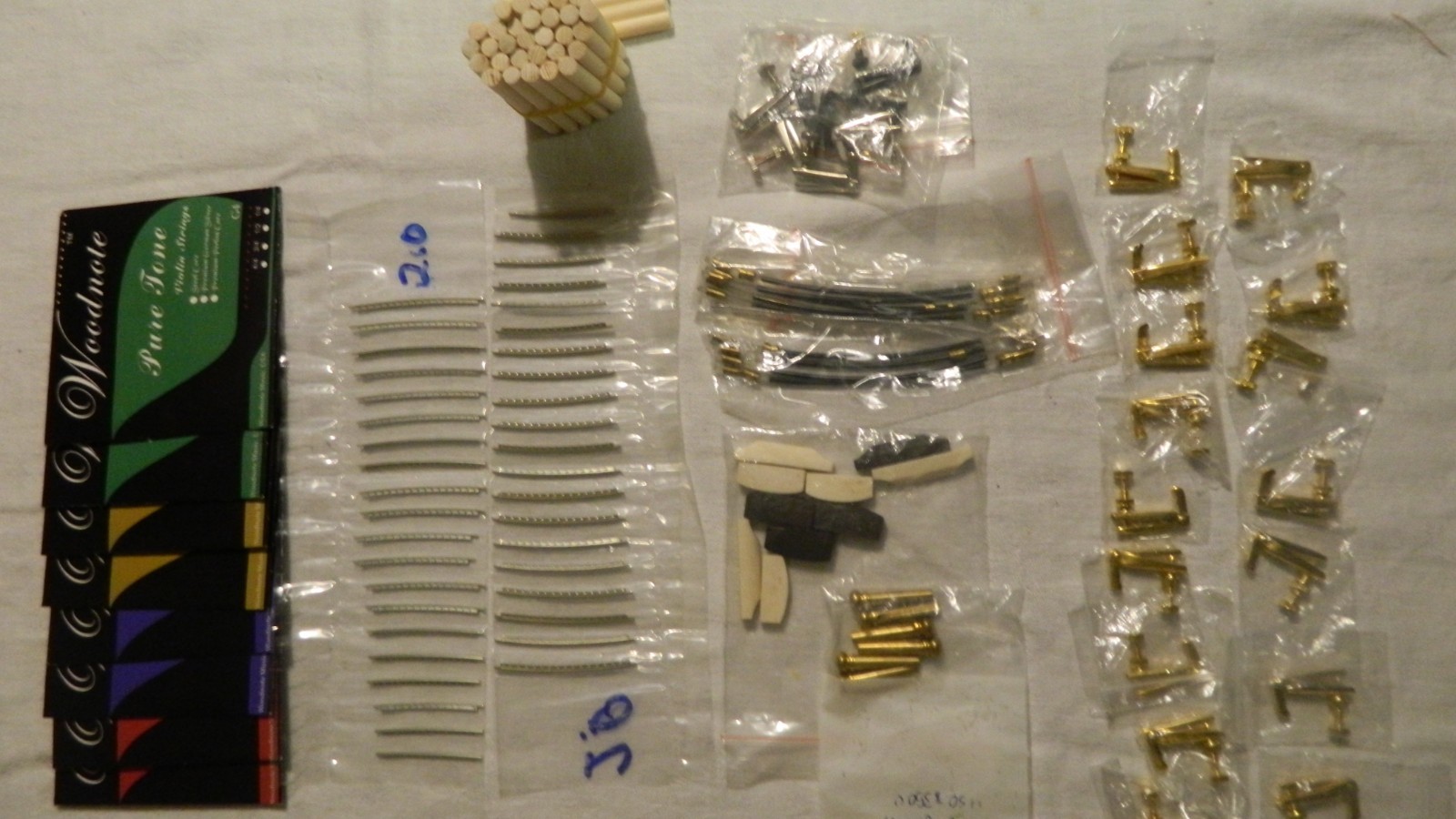 Lot of Assorted Violin Parts -Wholesale Lot, A Combination of Every kind of Part