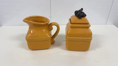 Belaverra Ceramic Creamer & Sugar Bowl Set Orange Fall Decor