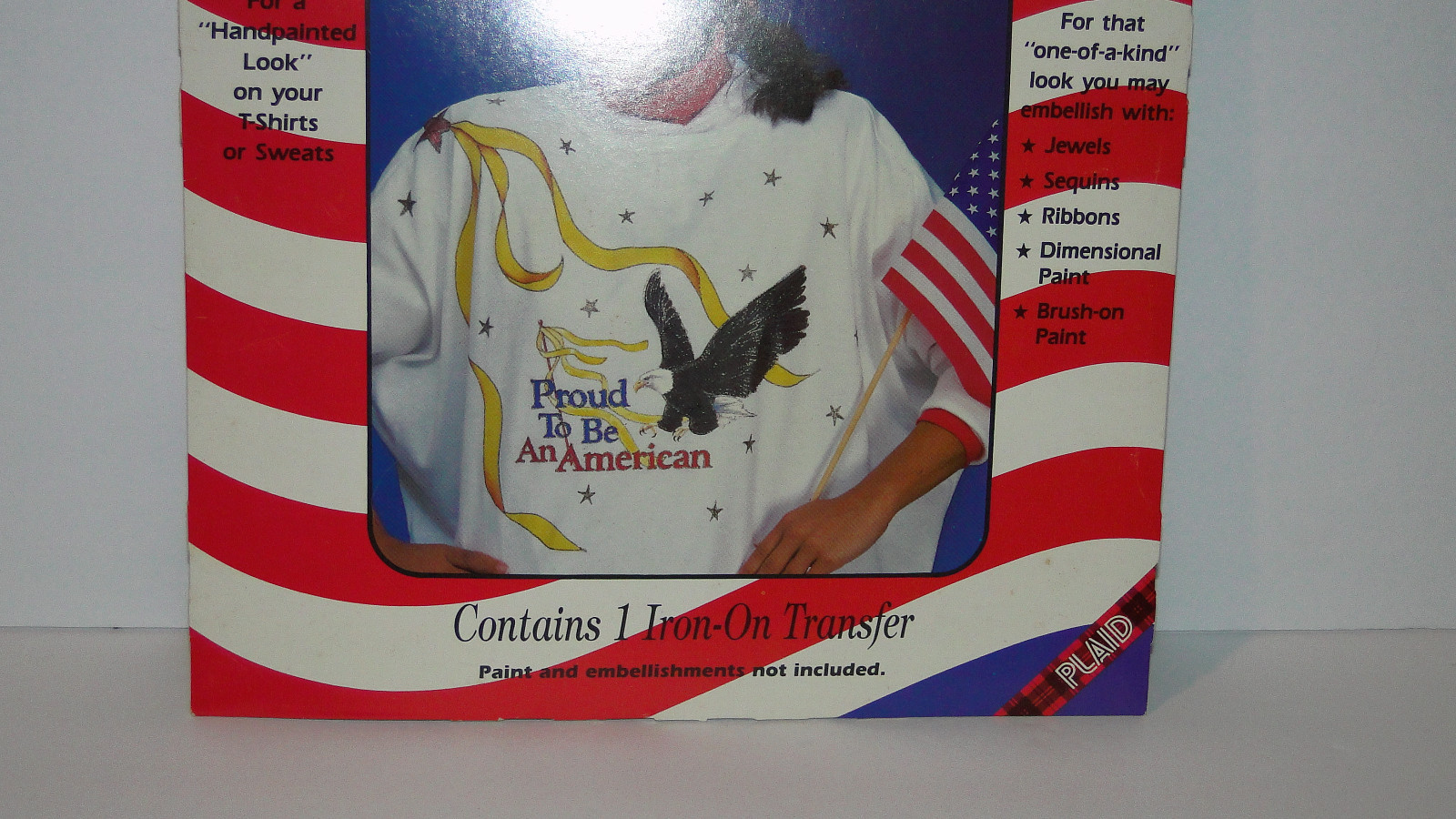Vtg 1990 Proud to be an American Full Color Iron-on T-shirt Eagle's Pride