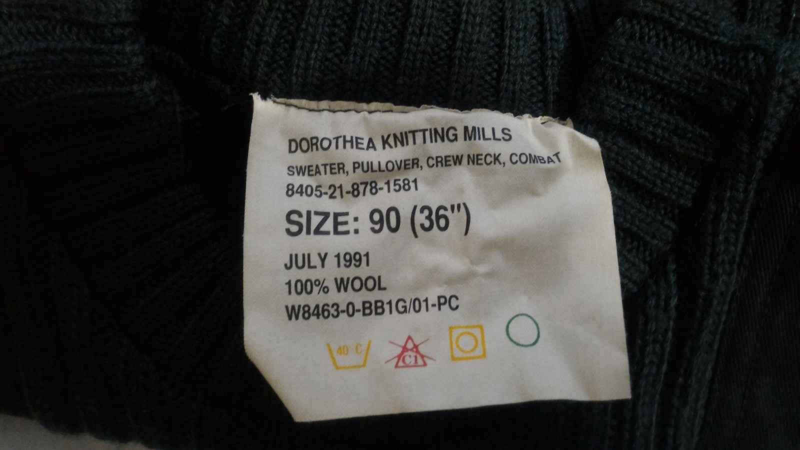 Canadian Canada Army Military Wool Sweater Pullover 1991 Dorothea Knitting Mills