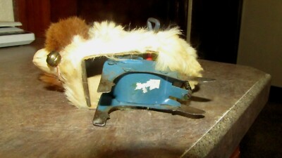 RARE Pre 1930's Vintage Wind Up Bucking Soft  Mohair Dog Sheep Paper Mache Face