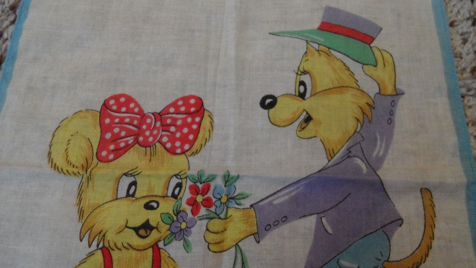 Sweet Vintage Children's Handkerchief with Cartoon or Book Characters
