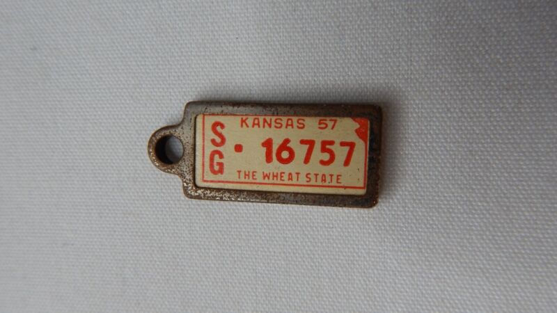 1957KANSAS mini License Plate KEYCHAIN TAG Disabled American Veterans