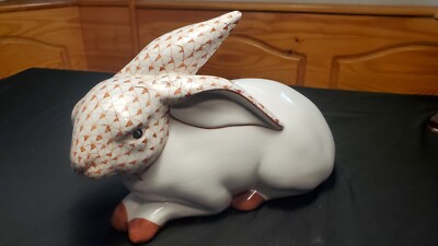 Vintage 11'' Herend Style Ceramic Rabbit Made In Italy Older Piece Nice!