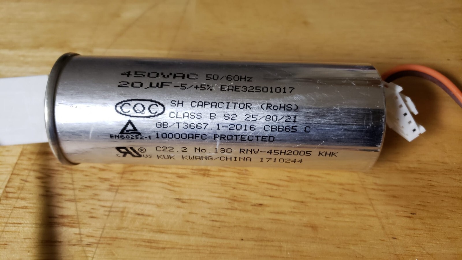 5304464438 Run Capacitor LG EAE32501017 Capacitor, White
