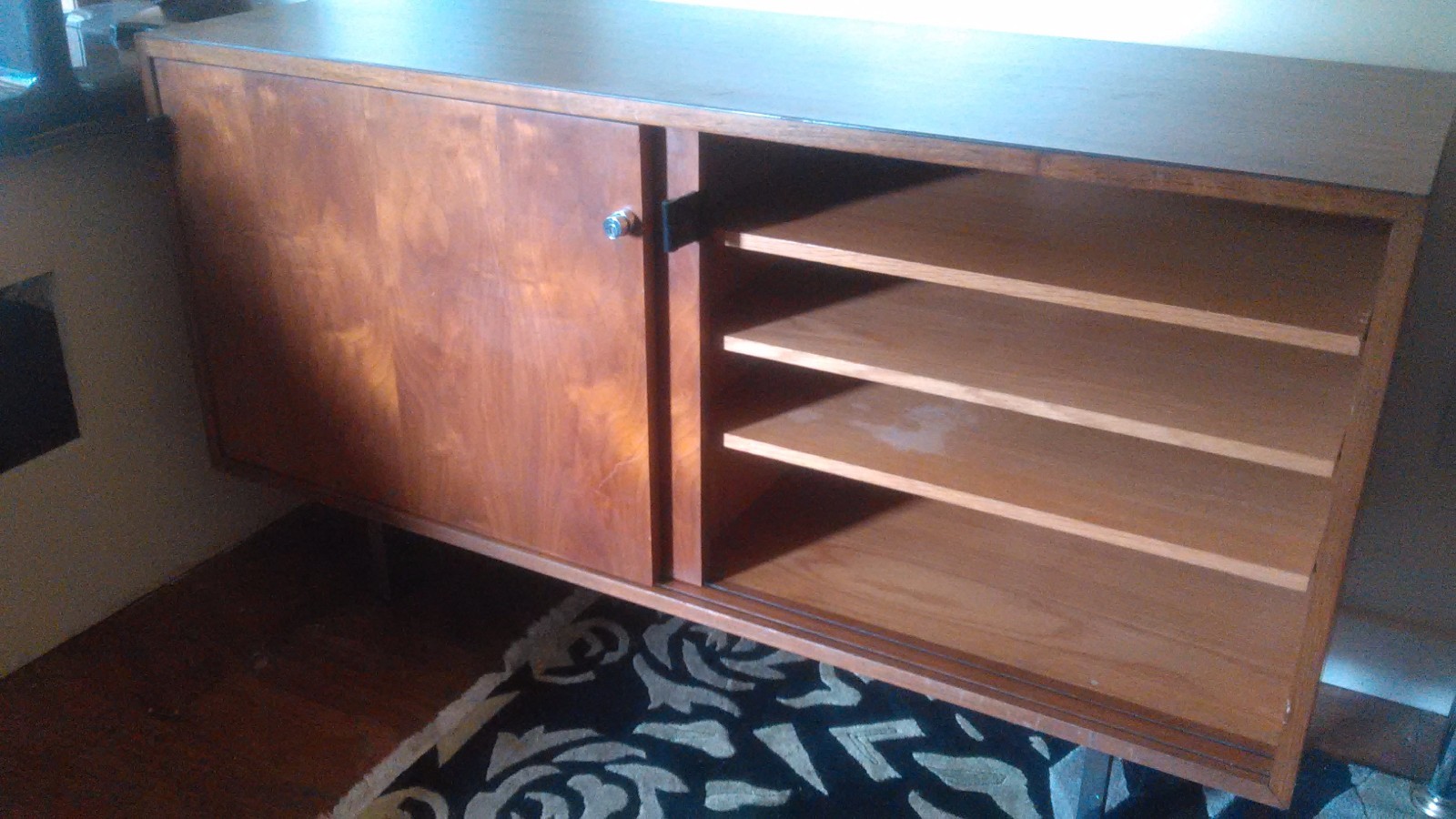 MID CENTURY MODERN FLORENCE KNOLL WALNUT 4' CABINET FOR KNOLL INTERNATIONAL