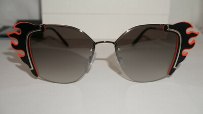 Pre-owned Prada Sunlgasses Silver Black Red Gradient Grey Mirror Pr 59vs 4275o0 64 140 In Gray