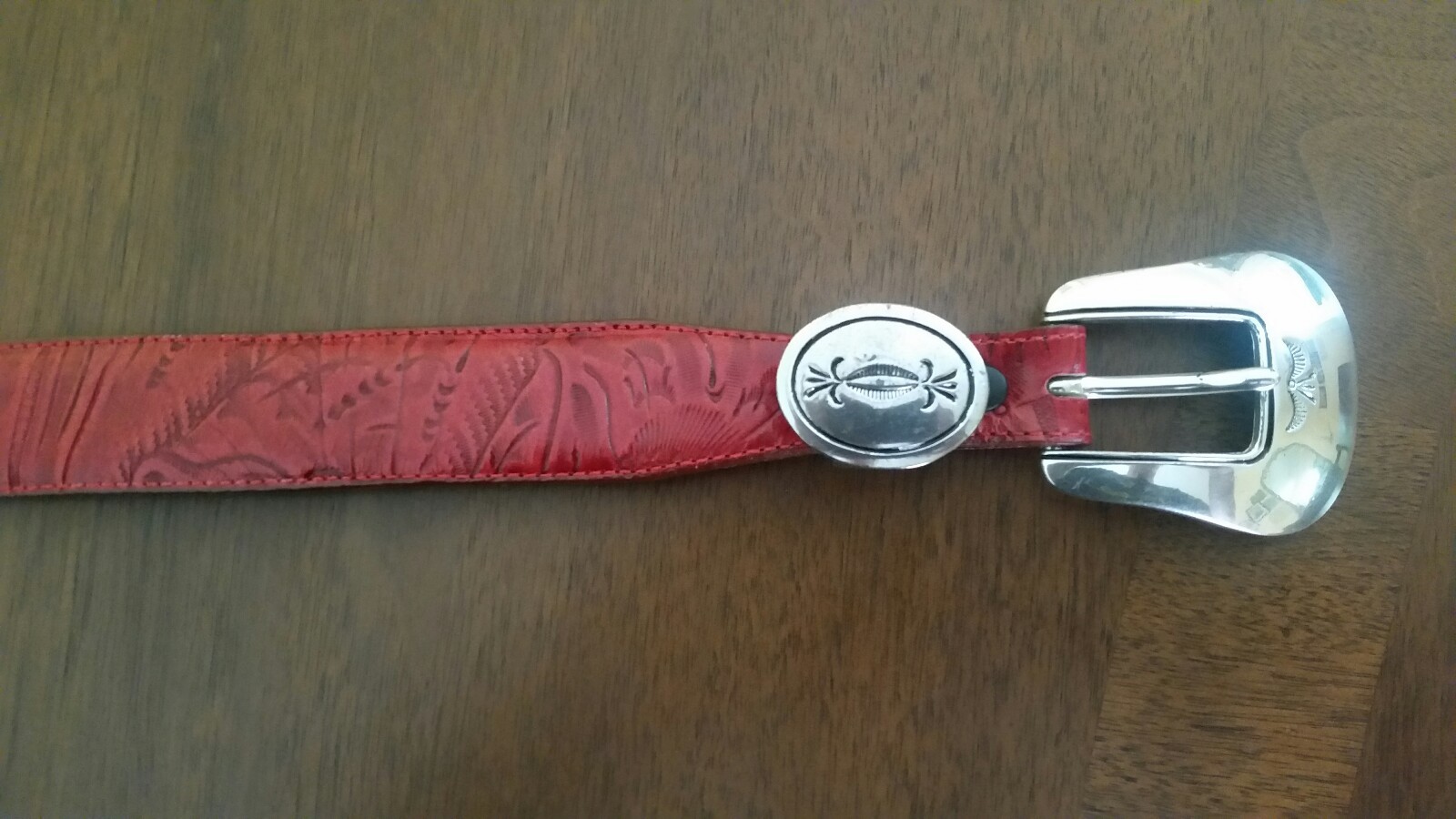 Vintage Justin Women's Red Leather Belt Size 28 523RD 29