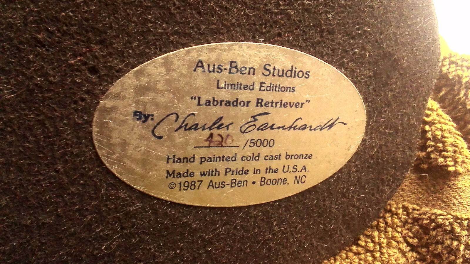 1970 Aus Ben Studios Black Lab Labrador Bronze Dog Charles Earnhardt 1987 #420