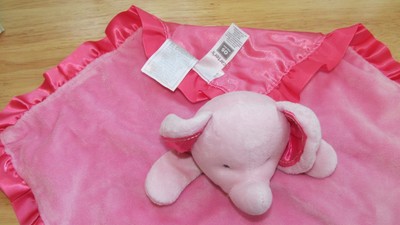 Carters Mommy Loves Me Elephant Pink Security Blanket Lovey Flowers satin ruffle