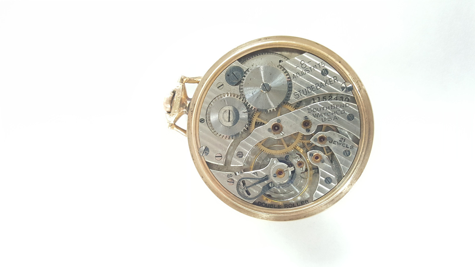 RARE SOUTH BEND 21 JEWEL STUDEBAKER GOLD FACE 1926 KING 14K GP - WORKING WATCH