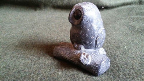 Owl figurine handcarved soapstone a6