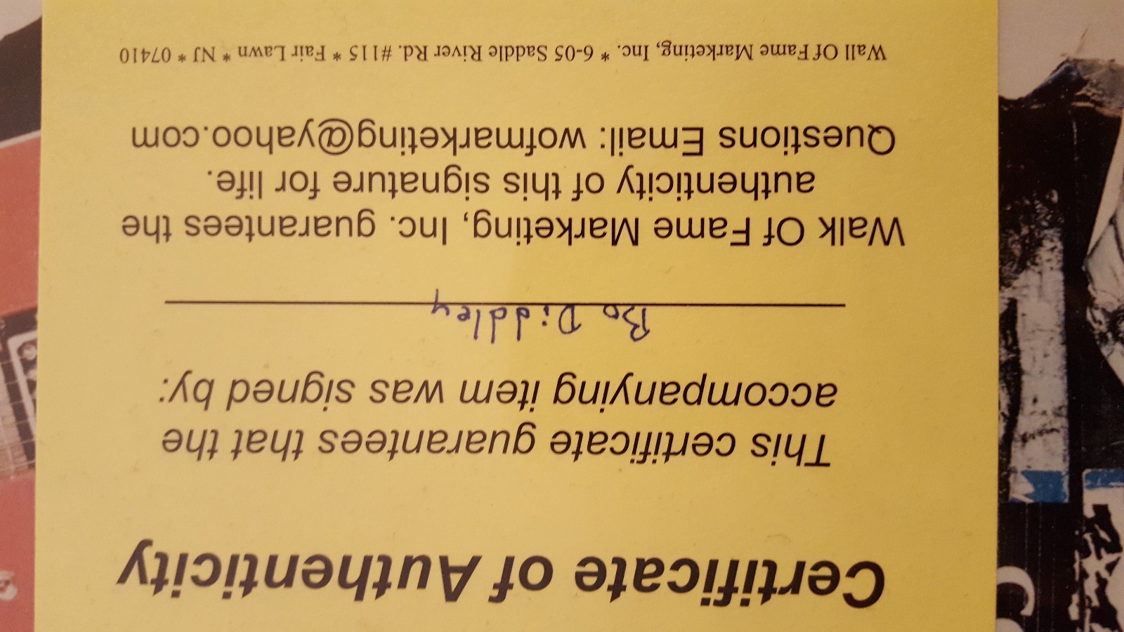 Bo Diddley Autographed Photo COA