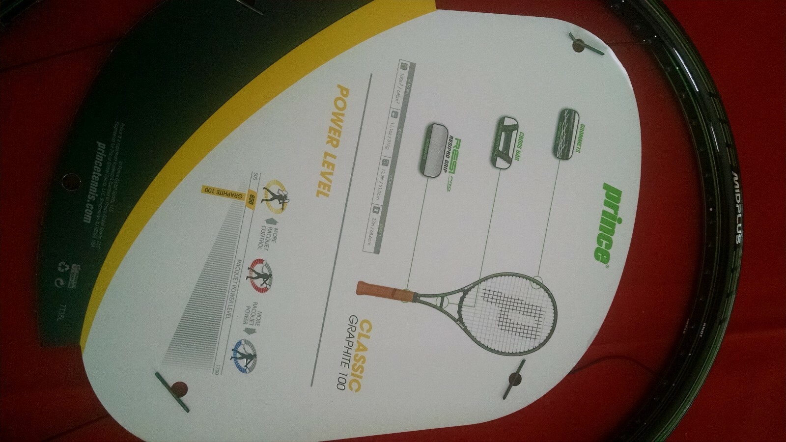 *TWO* (2) PRINCE CLASSIC GRAPHITE MID PLUS 100 TENNIS RACQUETS * NEW*