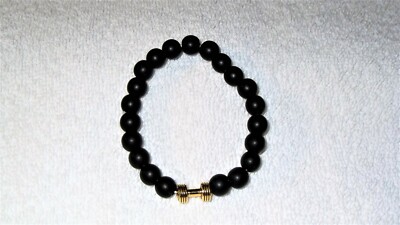 Lava Rock Hand Weight Lifting Gold Bracelet Jewelry Workout Gym Men's Health 