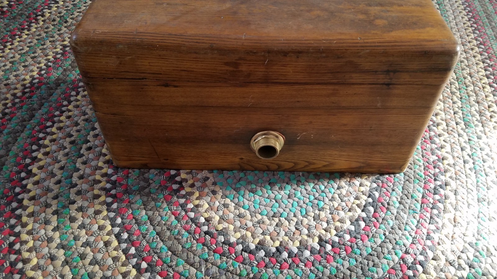 ANTIQUE OAK WALL MOUNT TOILET TANK COPPER BRASS FLUSH VALVE + BRASS FILL VALVE