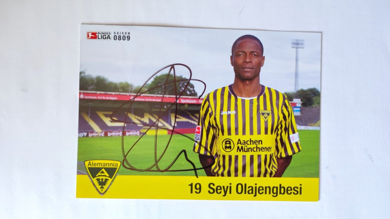 Seyi Olajengbesi, Nigeria, Alemannia Aachen, Original Autogramm