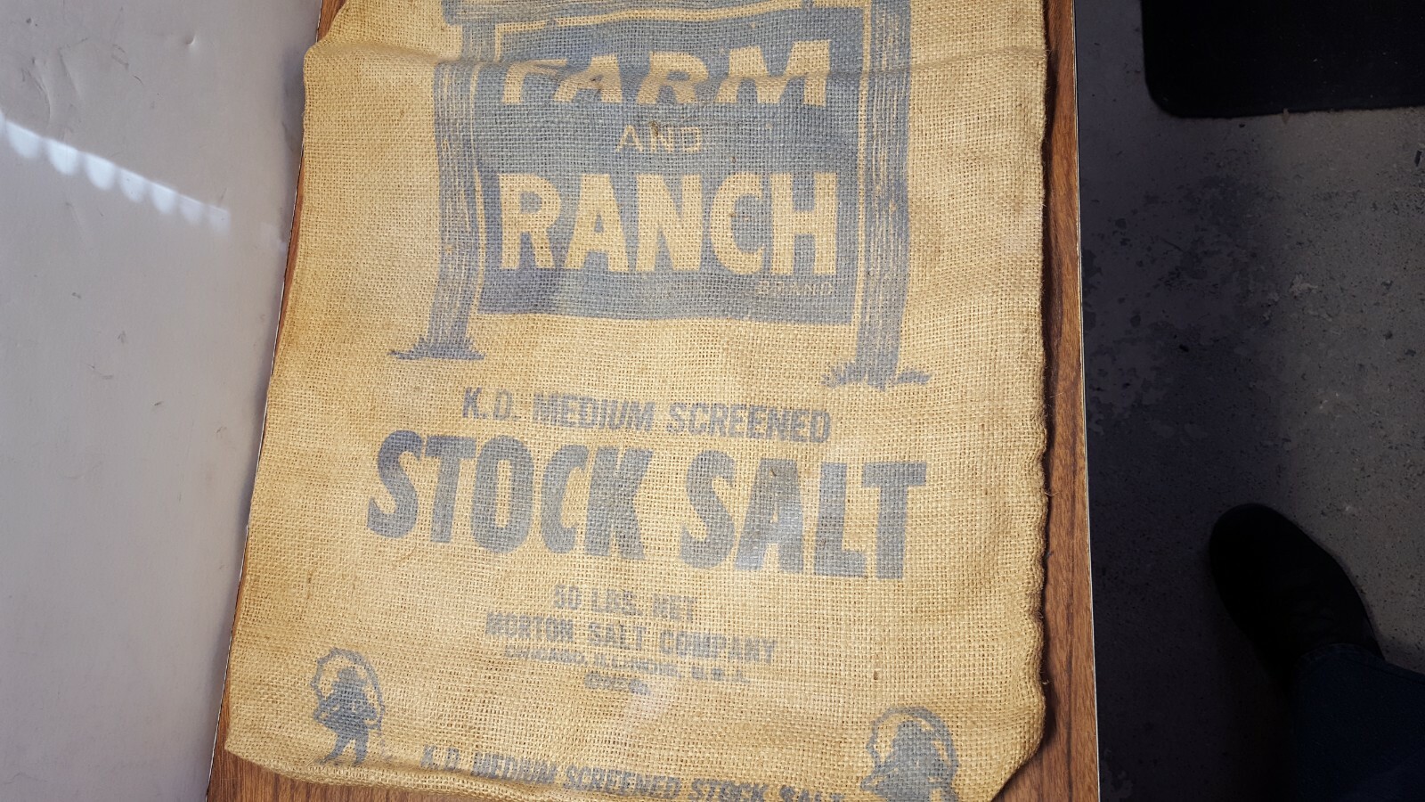 RARE Vintage MORTON Chicago, IL FARM & RANCH 50 Lb Burlap STOCK SALT Bag Sack