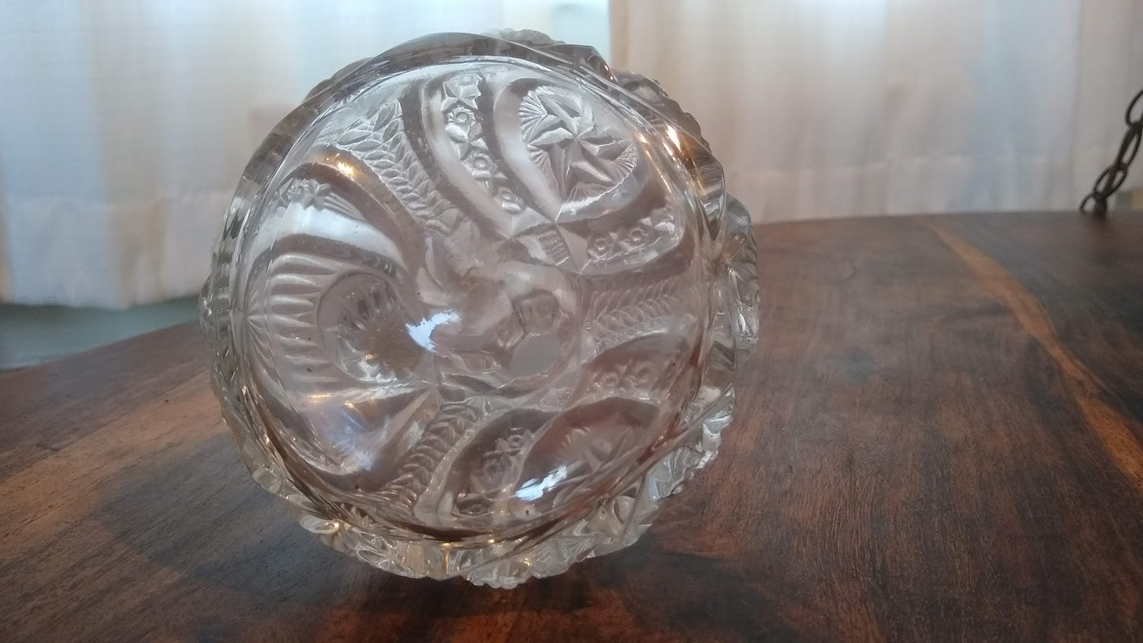 Antique American Cut Crystal Glass Pinwheel Stout Body Cruet Vinaigrette Bottle