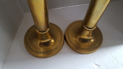 Vintage Brass Column Pillar Candle Holders Pair