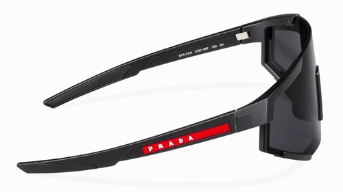Pre-owned Prada Linea Rossa Sps 04ws Dg006f Rubber Black Red Dark Grey Sunglasses In Gray