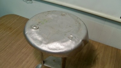 Vintage Old Rustic 3 Leg All Metal Cow Farm Milk Stool Industrial Steampunk (A)
