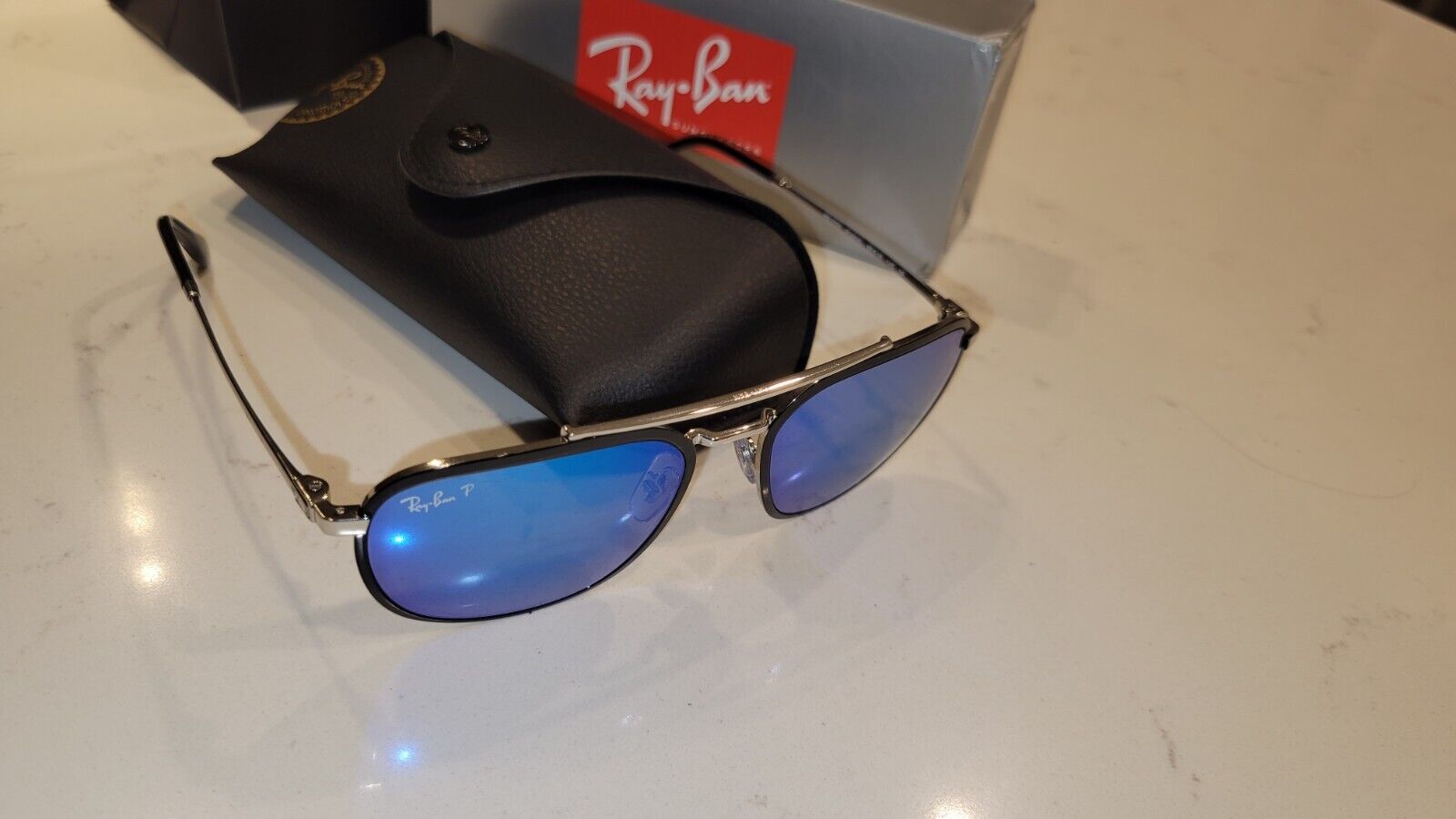 Ray-Ban RB3708 Sunglasses Men Gunmetal Silver Square 59mm Ray-Ban RB3708 Sunglasses Men Gunmetal Silver Square 59mm