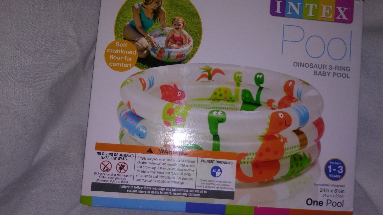 Intex Dinosaur 3 Ring Baby Pool (24 in x 8.5 in) Swimming Pool Outdoor Fun