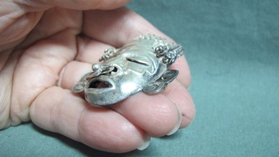 Mexico  Sterling Silver CBZ Mask Head  Brooch Pin