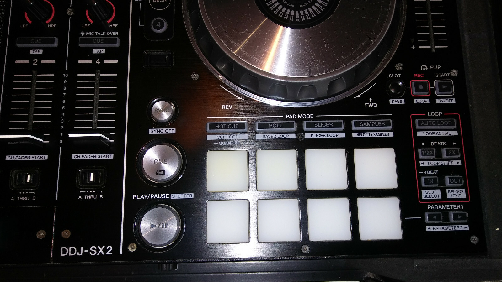 Pioneer DDJ-SX2 with Odyssey FFXGSPIDDJSX2BL Flight FX Case