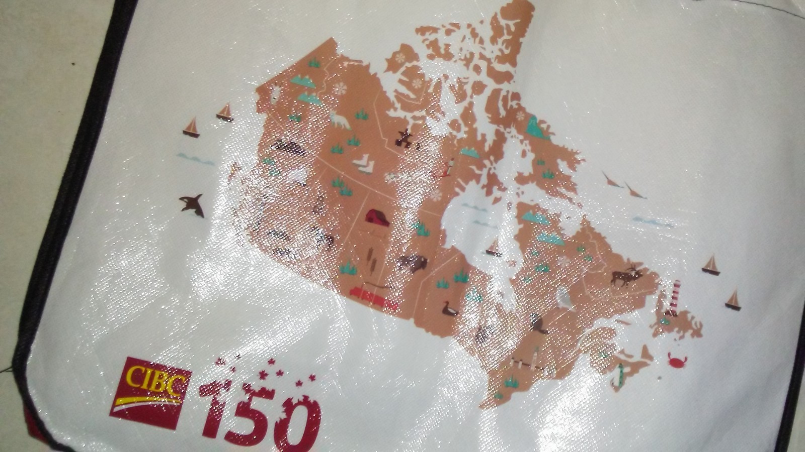 CANADA 150 ANNIVERSARY CIBC PRIMO COMMEMORATIVE. REUSABLE BAG + MAP 1867- 2017