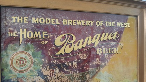 Antique DUBUQUE IOWA BREWING TUCHFARBER Beer Sign Painted Glass Pre-Prohibition