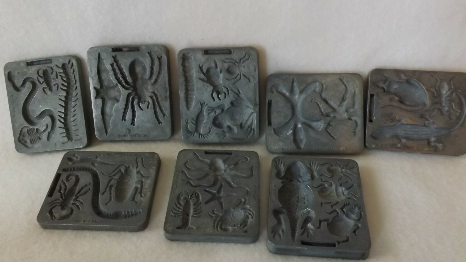 Lot of 8 Vintage Mattel 1964 Creepy Crawlers Bug Maker Metal Molds