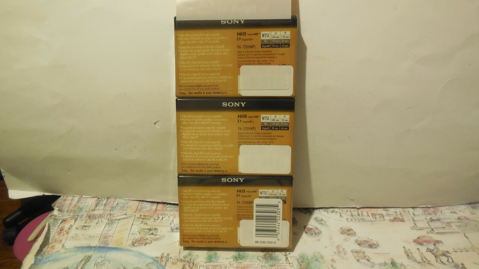 Sony Hi8 Blank Sealed 3 Pack Camcorder Video Cassette Tape Digital 8 HMP