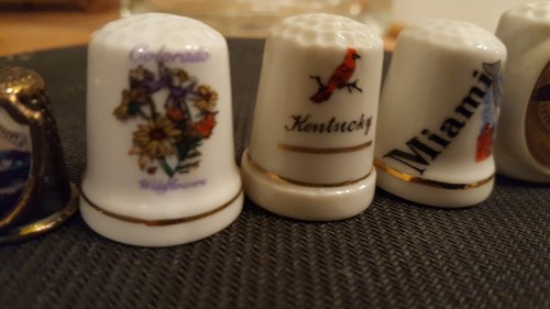 Souvenir Thimble Lot Of 6 WI VET COLORADO MIAMI KENTUCKY BRECKENRIDGE ST LOUIS