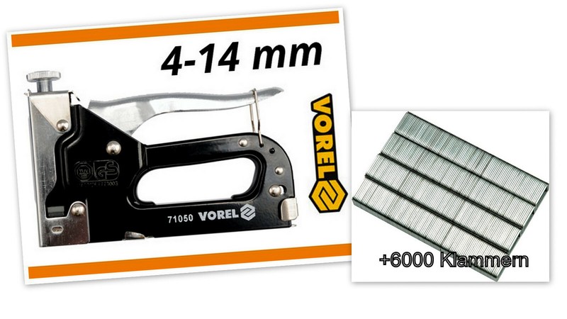 Tacker Vorel Handtacker Set Hefter + 6000 Klammern NÃ¤Gel Nagler KlammergerÃ¤T