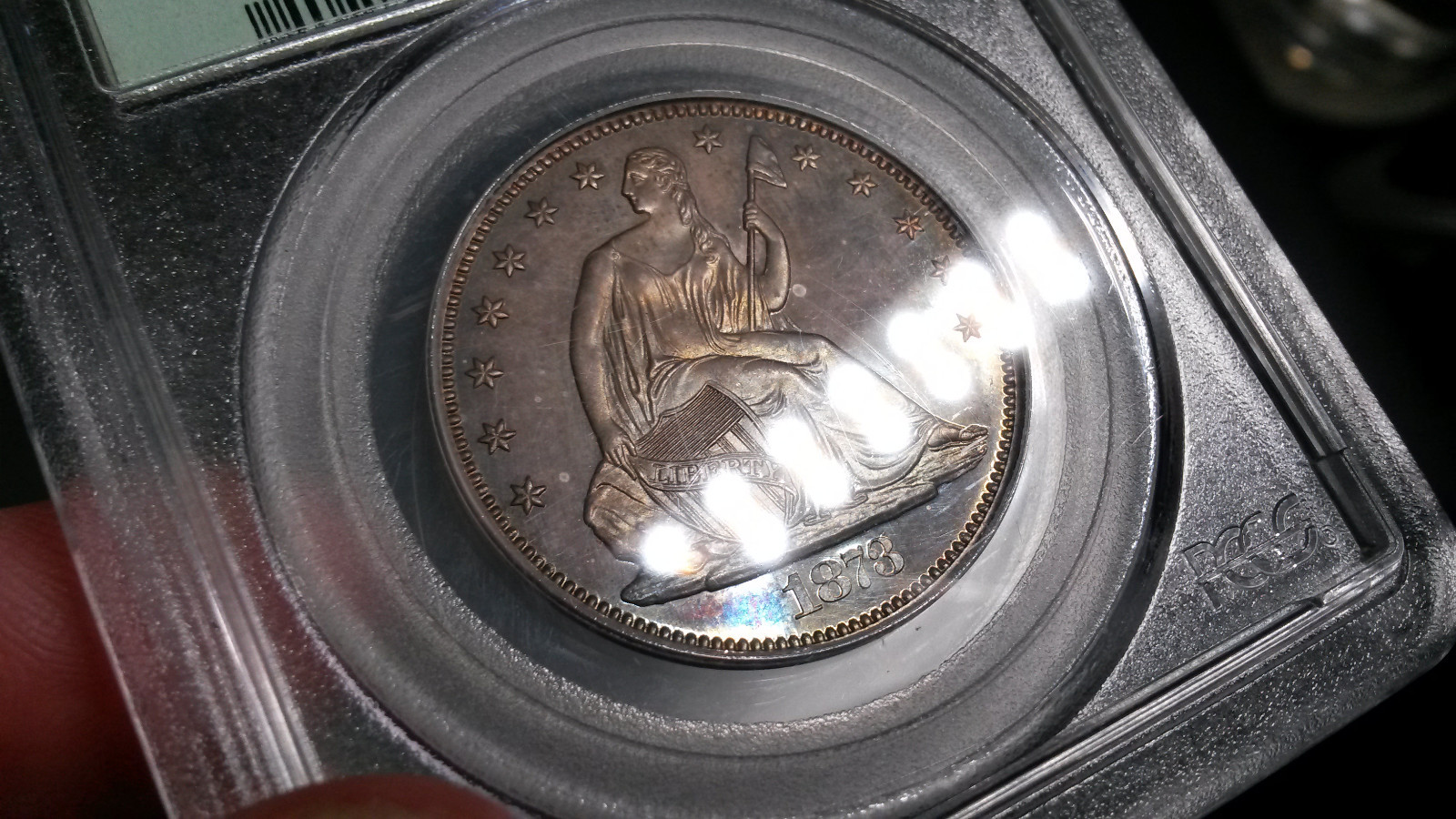 1873 Liberty Seated Half Dollar 50C with PCGS and CAC! But an Old Green Holder!!