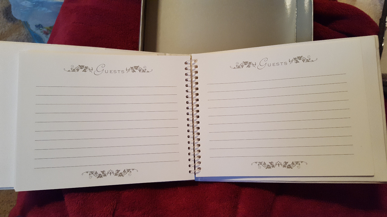 New Wedding Guestbook White Satin Rhinestone Elegant 7.5