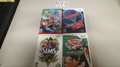 4- nintendo wii games, mario kart 8, cars 2, sims 3, game time, tested !!