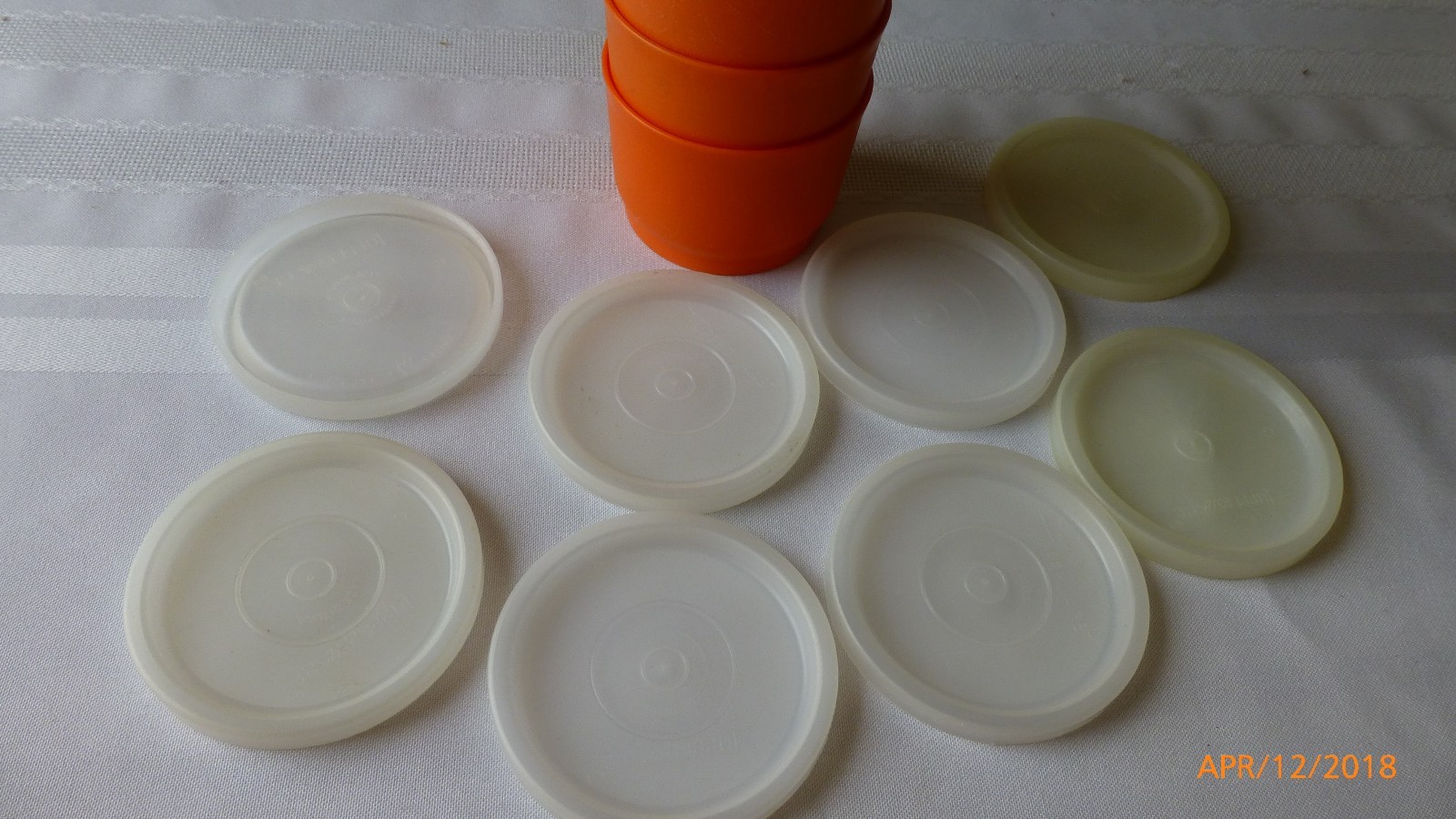 Vintage Tupperware Orange Snack Containers Seals Set of 8
