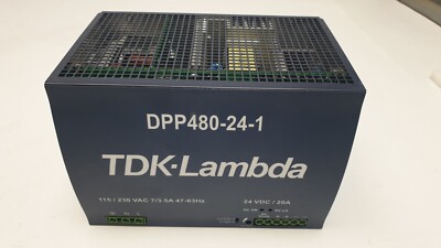 TDK-Lambda DPP480-24-1 Power Supply, 480W, 24VDC 20A, Input 115/230VAC 7/3.5A