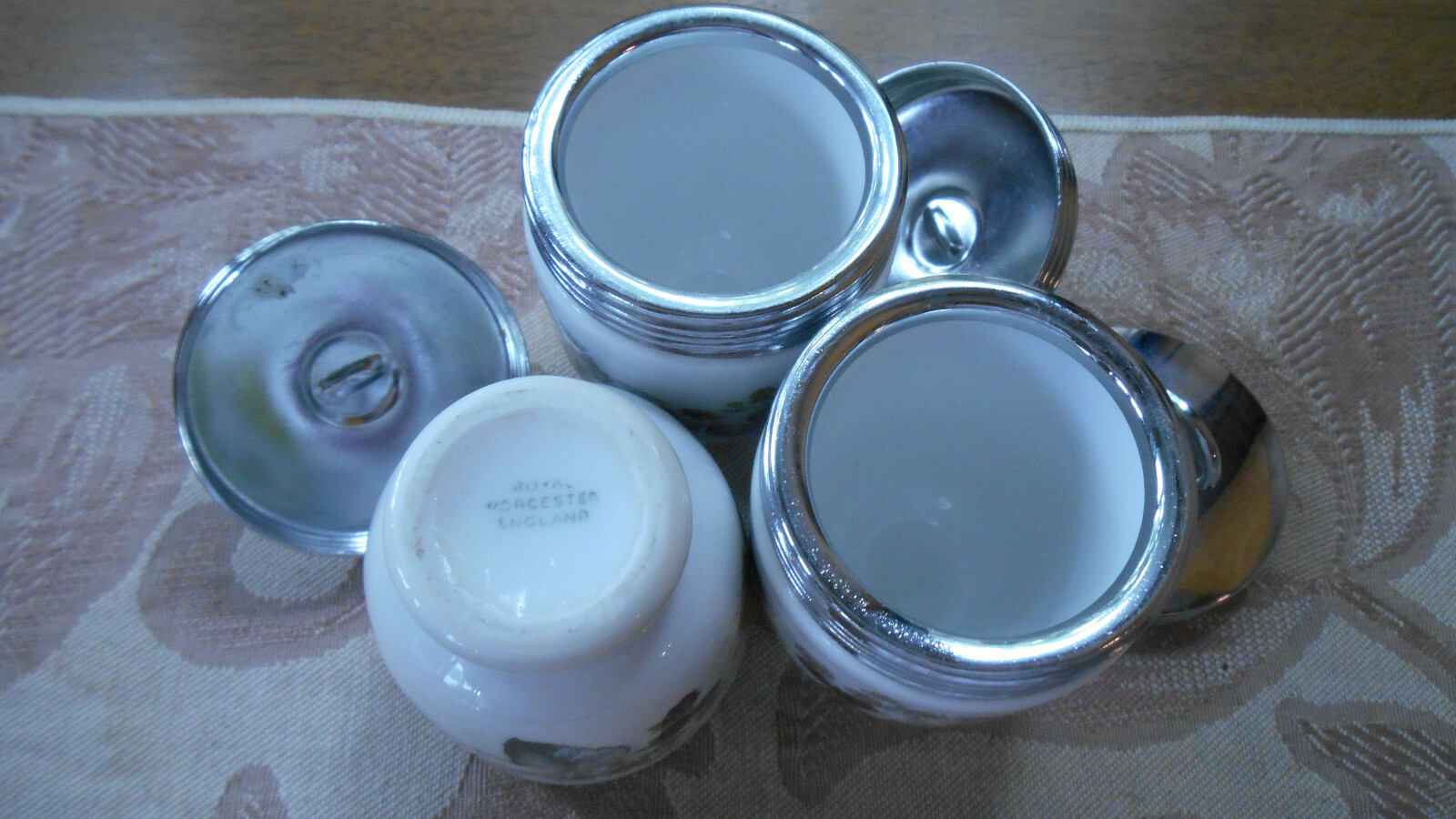 Royal Worcester Lavinia blackberries vine Porcelain Egg Coddler lot of 3