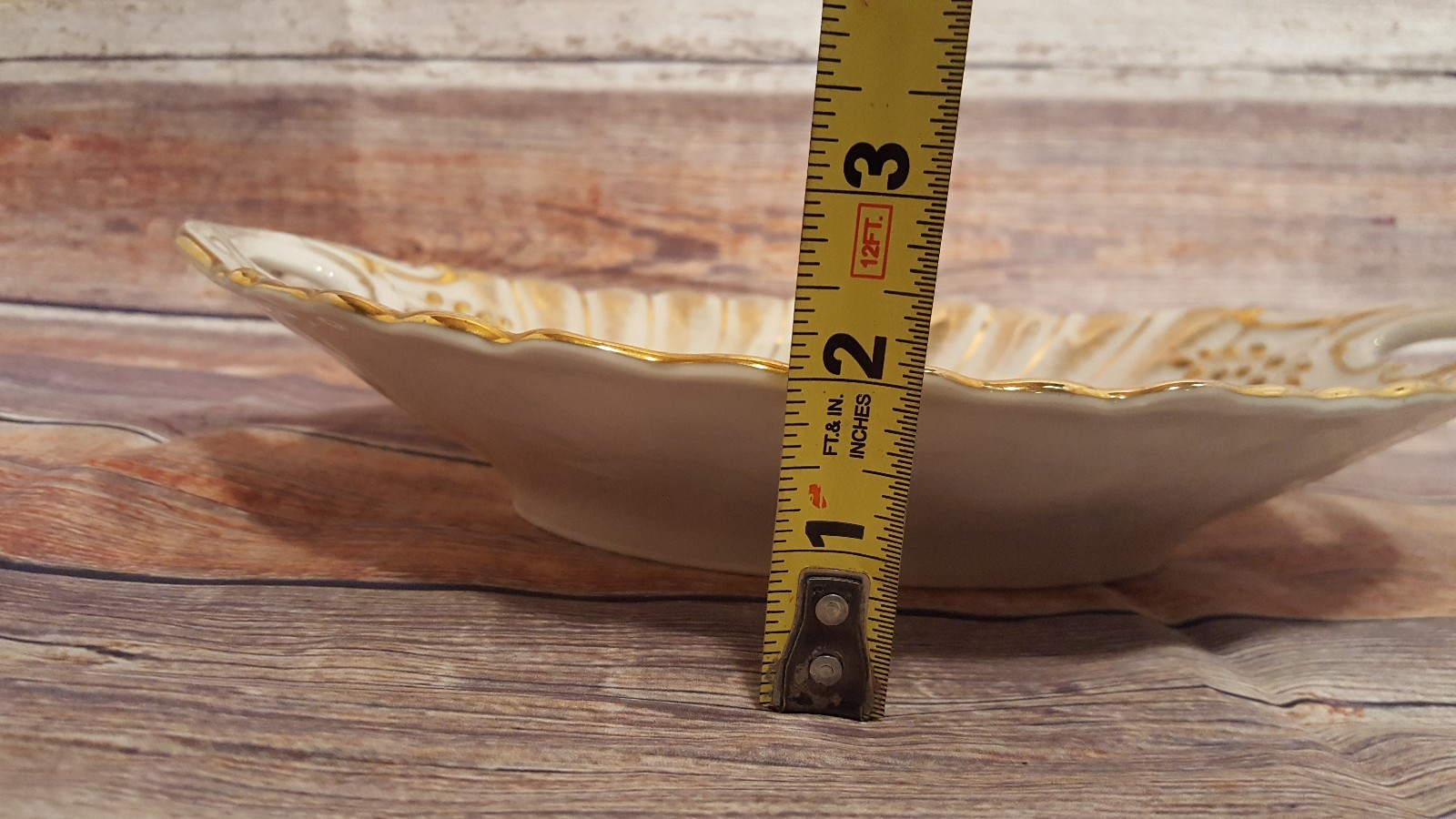 Vintage Germany KPM Serving Dish Floral Gold Trim