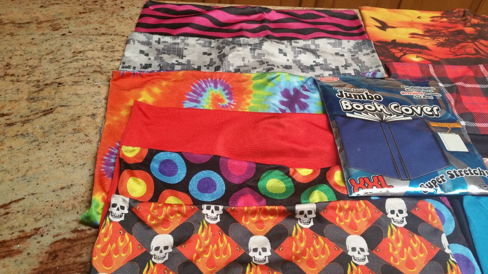 Lot of 19 Stretch Book Cover 17 Slightly Used, 2 New Assorted Sizes and Colors