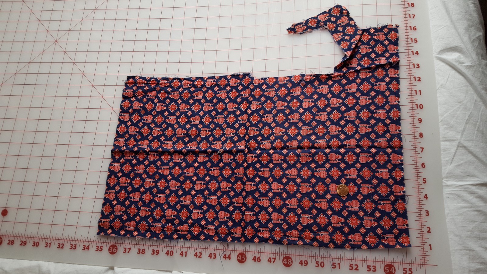 VTG Antique Cotton Fabric 30s Quilt Doll Navy Blue Pink Red Pennsylvania Dutch