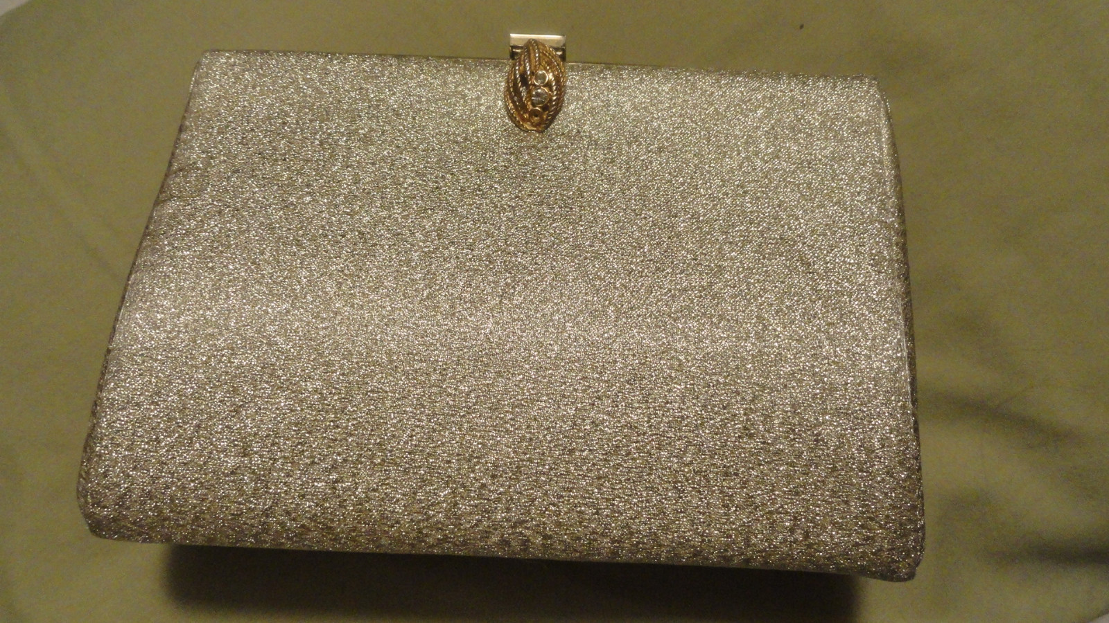 Vintage Light Gold Shimmery Evening Clutch Bag (6771)