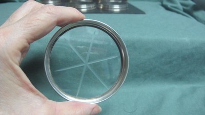 SET OF SIX VINTAGE  STERLING SILVER AND GLASS COASTERS