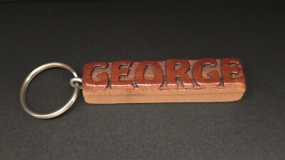 Keychain GEORGE Personalized Custom Name Fob Wood Key Ring Unique Gift Idea