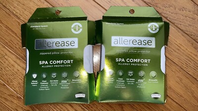 NEW Allerease Zippered Pillow Protector Spa Comfort  STANDARD Size SET of 2