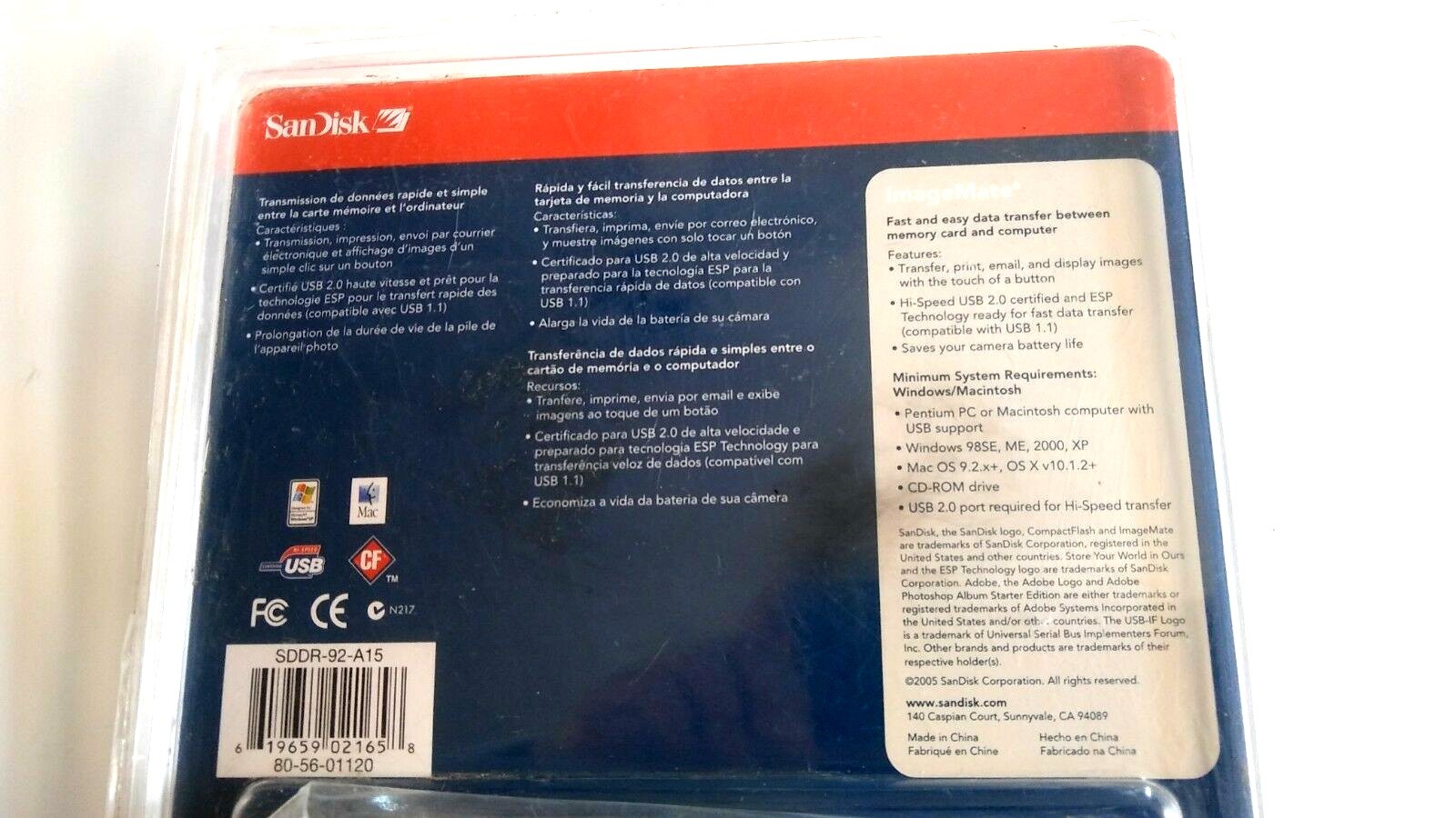Sandisk ImageMate SDDR-92-A15 USB 2.0 Compact Flash I/II Card Reader Writer NEW